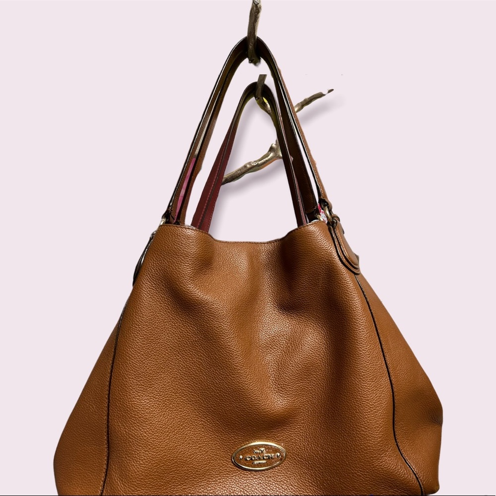 COACH Leather Shoulder Bag Tote Brown